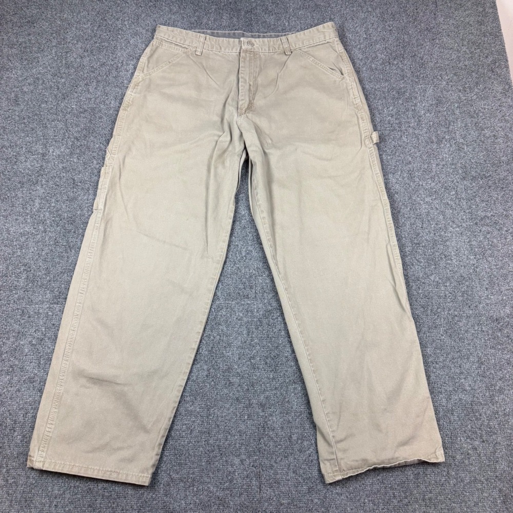 Wrangler Hero Originals Mens Carpenter Pants Khaki Tan Size 34x30 Utility Pants